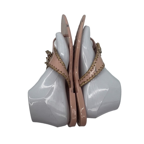 Jack Rogers Pink Gold Alana Jelly T-Strap Flip Flop Tassel Sandals Size 10 Women - Picture 7 of 10